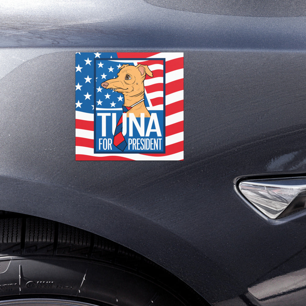 Tuna For President Car Magnet – American Flag