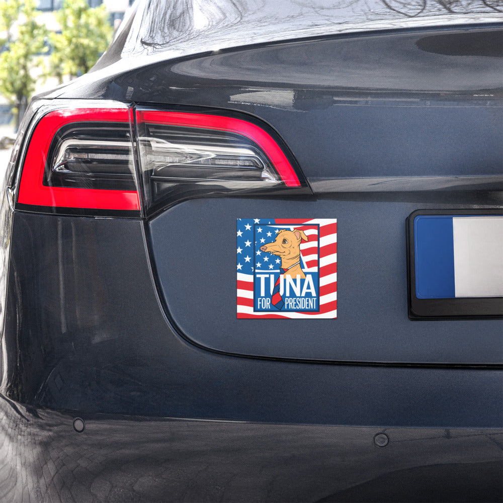 Tuna For President Car Magnet – American Flag